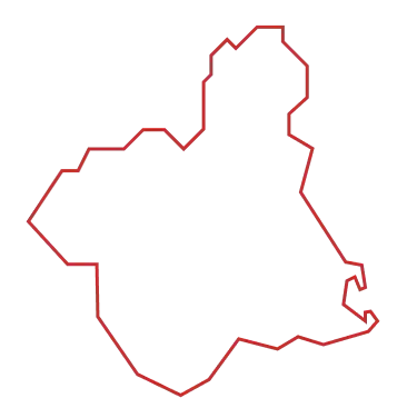 Silueta del mapa de la Región de Mucia.